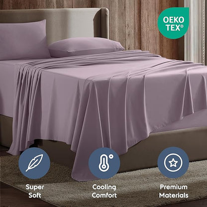 Nestl Queen Sheet Set - Luxury 1800 Ultra-Soft Microfiber Bed Sheets - Double Brushed - Deep Pockets - Easy Fit - 4 Piece Set - Bedding Sheets & Pillowcases (Queen, Dusty Purple)