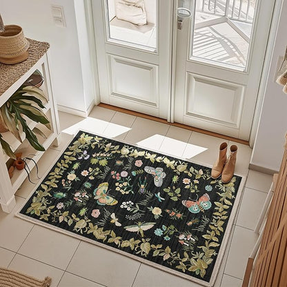 Washable Small Area Rugs for Entryway: 2x3 Throw Rug Door Mat Indoor Entrance Stain Resistant Non-Slip Low Pile Soft Carpets for Kitchen Front Door Indoor Entrance Entry Bedroom Bedside Farmhouse