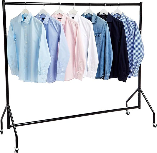 Amazon Basics Heavy Duty Rolling Garment Rack, Hanging Clothes Organizer Rail for Display and Storage, 1.82 x 1.52 m, Black