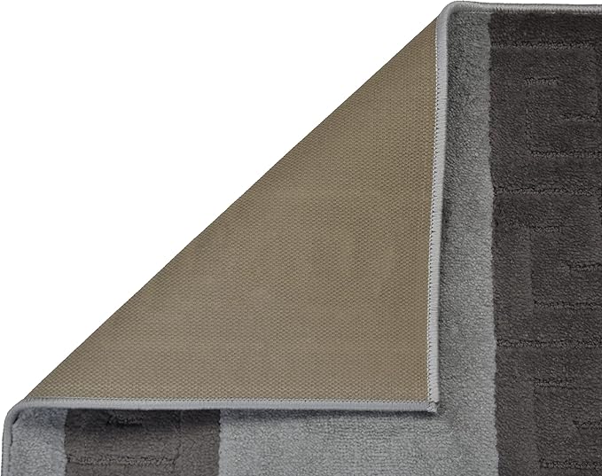 Washable Custom Size Runner Rug Meander Design Grey and Black, (11 Feet Length x 26 Inch Width) Custom Cut Slip Resistant Rubber Backing Runner Rugs, Extra Long Runner Rugs for Hallways