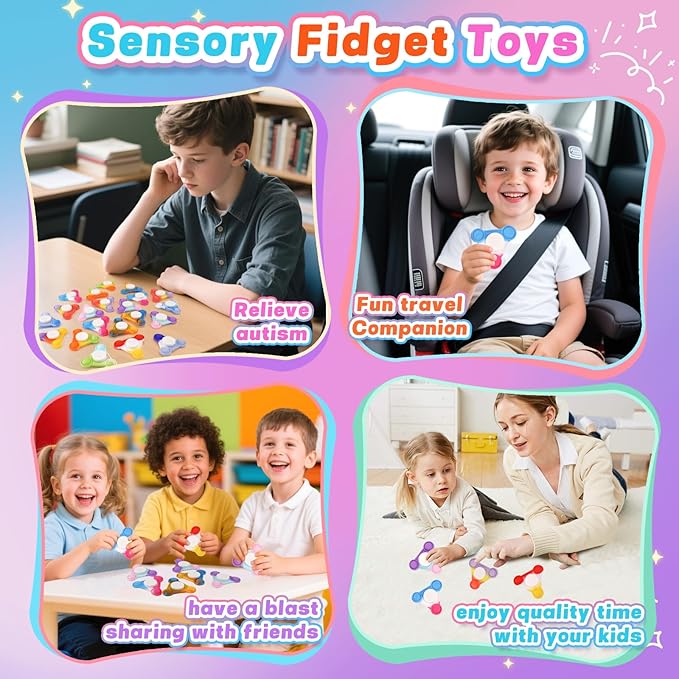 48PCS Pop Fidget Spinners - Colorful Party Favors for Kids -Fidget Spinners Bulk-Sensory Toys for Stress Relief and Anxiety - Classroom Prizes,Goodie Bag Stuffers