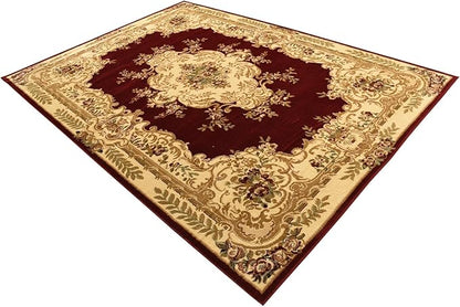 Rugs.com Chateau Collection Rug – 7x10 Red Medium-Pile Rug Perfect for Bedrooms, Dining Rooms, Living Rooms