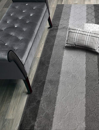 Custom Cut Hallway Runner Rug, Slip Resistant, 31 Inch Wide X Your Choice of Length, Trellis Anthracite, 31 Inch X 21 feet