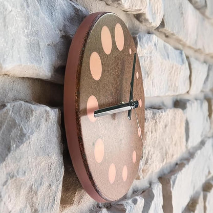 Handmade Pure Copper Wall Clock for Home Decoration, Decor Clock for Living Room, Bedroom and Kitchen, Rustic Decorative Mural Clock Art for Farmhouse (Circles of Time, 11)