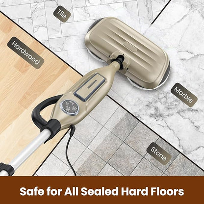 DEVOAC VM6 Scrubbing Steam Mop with Rotating Mop Pads, 10 in 1 Steam Mop, Lightweight Spin Mop & 3 Steam Modes for Hard Floor Laminate Marble Floors (Khaki)