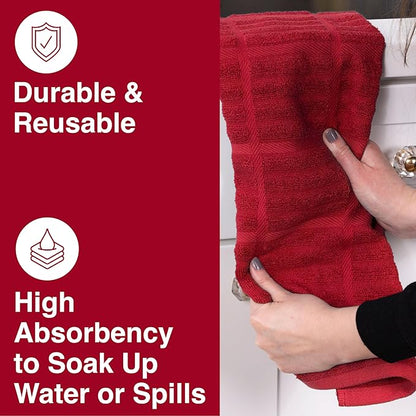 All-Clad Solid Kitchen Towels: Highly Absorbent, Super Soft Long Lasting - 100% Cotton, 17"x30" Tea Towels for Cleaning & Drying Dishes, Pans, Glassware, or Countertops, (2-Pack), Chili