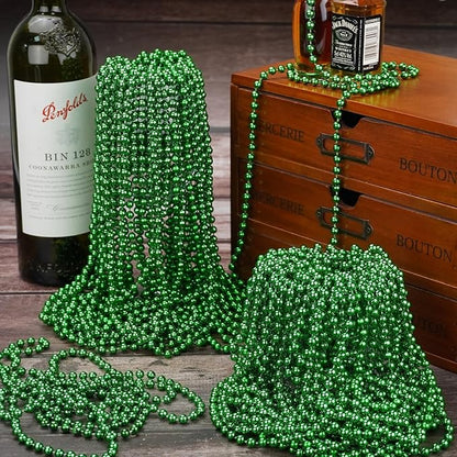 YAXINRUI 120 PCS St. Patricks Day Necklaces, Green Mardi Gras Christmas Bead Necklaces, 33" St. Patrick's Day Green Beads St. Patricks Day Accessories for Mardi Gras, St. Patricks Day Party Favors