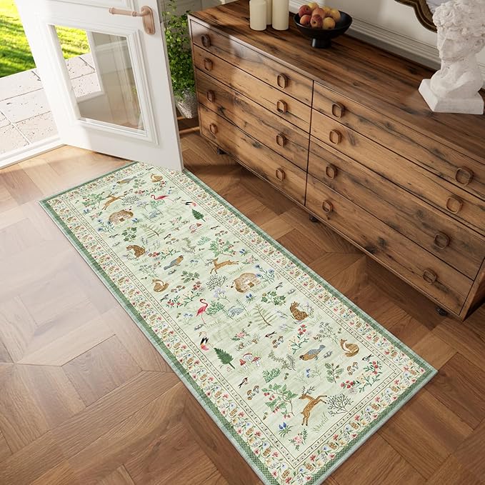 Machine Washable Kitchen Runner Rugs: 2'6"x8' Hallway Runner Non Slip Low Pile Stain Resistant Soft Carpet Runner Rugs for Bedroom Hallway Indoor Entryway Kitchen Laundry Room Beside Farmhouse