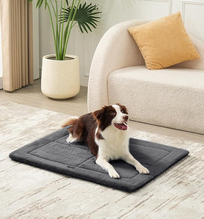 Made4Pets Dog Crate Pad Bed for Large Dogs, Washable & Reversible, Anti-Slip Kennel Mat for Cozy Sleeping, Soft Fluffy Dog Bed for Indoor & Outdoor Use, 44"x32", Dark Gray