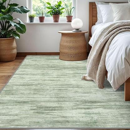 5x7 Modern Abstract Area Rug for Bedroom, Light Sage Green and Ivory Large Super Soft Washable Rug with Non-Slip, Non-Shedding Rugs for Living Room, Indoor Door Mat for Home Décor