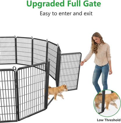 Dog Playpen Outdoor, 40" Height 24 Panels Pet Fence with Low Threshold Full Gate, Large Dog Fence Outdoor for Yard, Heavy Duty Pet Playpen Metal Play Pen Fence for RV Camping