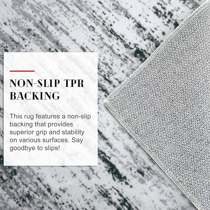 Modern Abstract Runner Rug 2x6, Black Grey White Washable Kitchen Runner Non-Slip Soft Hallway Rug Runner Thin Print Faux Wool Carpet for Entryway Bedroom Laundry Room Indoor Home Decor