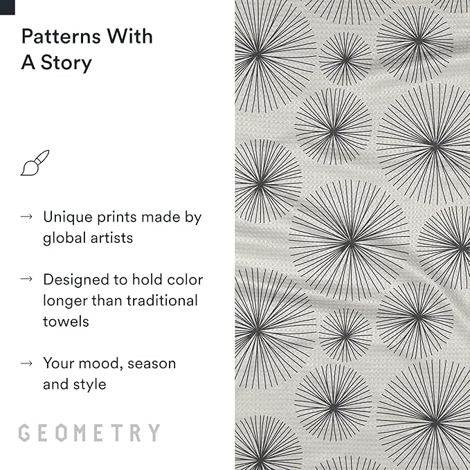 GEOMETRY Kitchen Tea Towels - Quick Dry Microfiber Dish Towels for Kitchen Linework, 18" x 30" 2 Pack