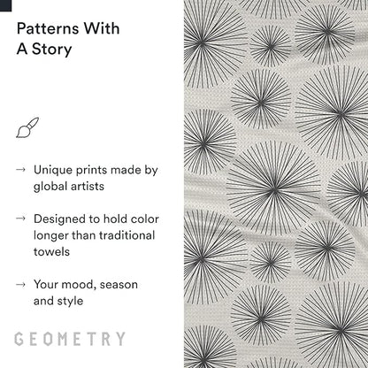 GEOMETRY Kitchen Tea Towels - Quick Dry Microfiber Dish Towels for Kitchen Linework, 18" x 30" 2 Pack