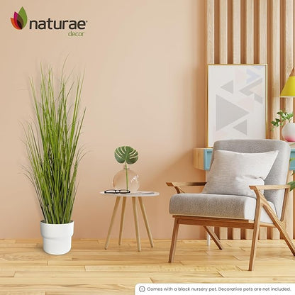 Naturae Decor 47” Tall Realistic Artificial Grass, Outdoor & Indoor Potted Plant – Fake Grass Decor for Home, Office & Patio, Durable & Low-Maintenance