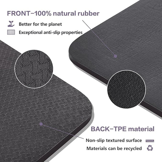 UMINEUX Extra Thick Yoga Mat, 2/5 Inch (10MM), Natural Rubber and TPE Non Slip Yoga Mats with Strap for Women Men, Eco Friendly Exercise Mat for Yoga, Pilates and Home Workout