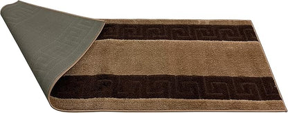 RugStylesOnline Washable Custom Size Runner Rug Meander Design Beige Brown, (5 Feet Length x 26 Inch Width) Custom Cut Slip Resistant Rubber Backing Runner Rugs, Extra Long Runner Rugs for Hallways