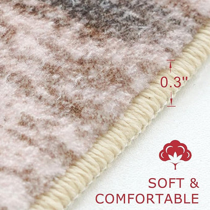KOZYFLY Area Rug 3x5 Modern Ombre Living Room Rug, Washable Rugs for Bedroom Non-Slip Soft Stain Resistant Striped, Print Blush Brown Abstract Carpet for Living/Laundry/Kid Room