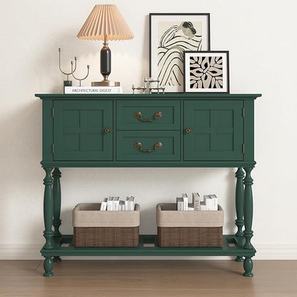 Console Table with Drawers, Vintage Entryway Tables with Storage and Shelf, Hallway Table with Turned Legs, Narrow Behind Couch Sofa Table for Entryway, Hallway, Living Room