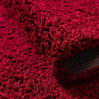 Unique Loom Solid Shag Collection Area Rug (3' 3" x 5' 3" Oval, Cherry Red)