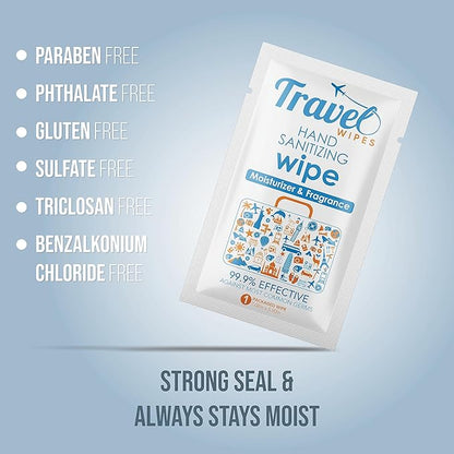 Hand Sanitizing Travel Wipes – 30ct Individually Wrapped | Fresh Citrus Scent, Moisturizing, 70% Alcohol Wipes | Travel, Home, Office, Daily Use | Made in USA