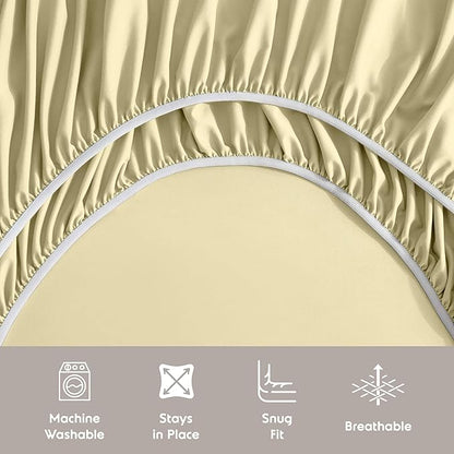 Nestl Full XL Sheet Set - Luxury 1800 Ultra-Soft Microfiber Full Extra Long Bed Sheets - Double Brushed - Deep Pockets - Easy Fit - 4 Piece Set - Bedding Sheets & Pillowcases (Full XL, Vanilla Yellow)
