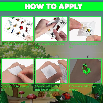 96PCS Glow in The Dark Bug Temporary Tattoos for Kids – Luminous Bug Stickers for Boys Girls Birthday Party Favors, Halloween Decorations, School Rewards, Bug-Themed Gifts (Luminous)