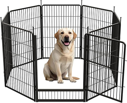 SunsGrove Dog Playpen Outdoor, Heavy Duty 40 Inch 8 Panels Dog Playpen for Medium and Large Dogs, Free and Safe Play Dog Fence Indoor, Black