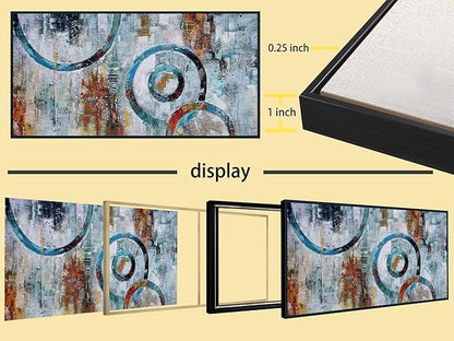 Arjun Abstract Wall Art Modern Grey Brown Picture Geometric Canvas Circle Block Painting, Large Size Simple Artwork Ready to Hang Framed for Bedroom Living Room Bathroom Home Office Wall Décor 40"x20"