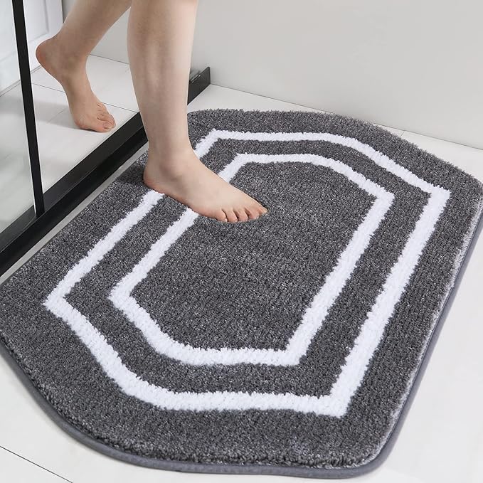 COSY HOMEER Extra Thick Bath Rugs - Anti-Slip Bath Linen Sets Mats Soft Plush 100% Strong Mirco Polyester Mat Living Room Bathroom Floor Water Absorbent(Grey,24x36 - Inches)