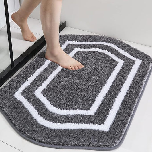 COSY HOMEER Extra Thick Bath Rugs - Anti-Slip Bath Linen Sets Mats Soft Plush 100% Strong Mirco Polyester Mat Living Room Bathroom Floor Water Absorbent(Grey,24x36 - Inches)