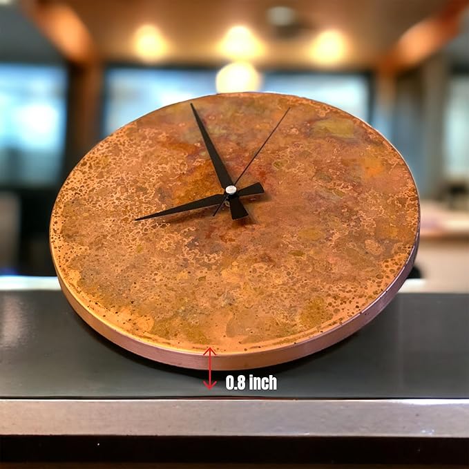 Handmade Copper Wall Clock Artisan Touch in Every Piece - Tree of Time Wall Decor Copper Clock for Living Room, Office, Kitchen & Bedroom (Rusty Clock, 11)