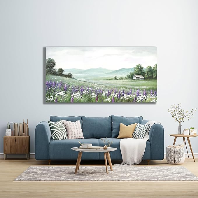 Yuaxker Large Mountain Wall Art Green Wall Decor Aesthetic Decor Canvas Painting Landscape Artwork for Living Room Bedroom Dining Room Office Home Decor 30x60 Inch