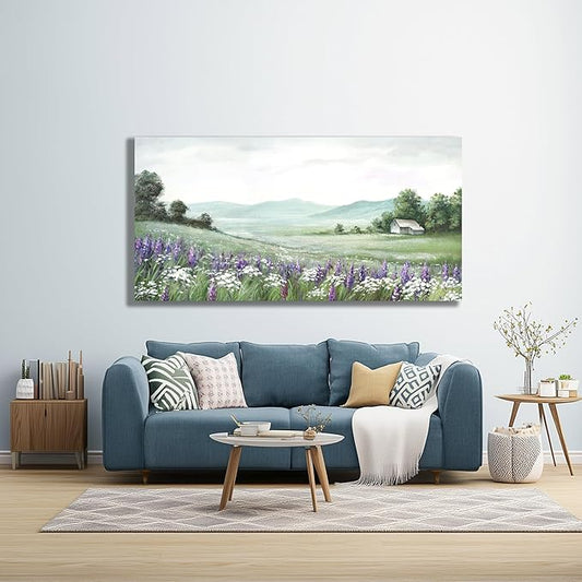 Yuaxker Large Mountain Wall Art Green Wall Decor Aesthetic Decor Canvas Painting Landscape Artwork for Living Room Bedroom Dining Room Office Home Decor 30x60 Inch