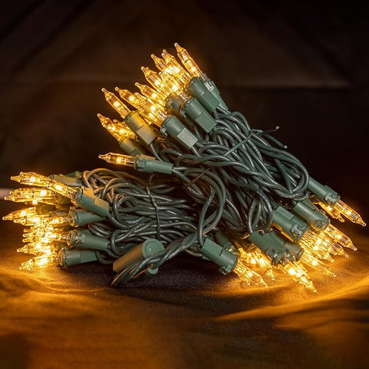 Christmas Lights 100 Count LED Lights 22.7ft Green Wire String Lights Set for Outdoor Indoor Christmas Decorations Wedding Decorations Valentines Day Decor,UL Certified