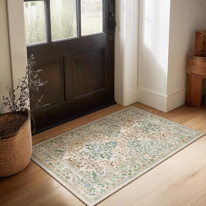 2x3 Washable Small Rugs for Entryway: Door Mat Indoor Entrance Throw Area Rug Non-Slip Low Pile Soft Kitchen Rug for Front Door Indoor Entrance Entry Bedside Kids Room