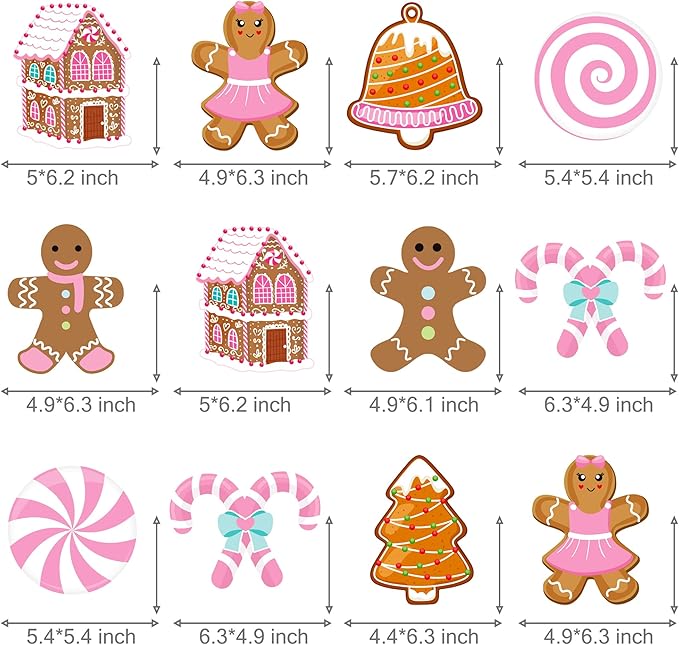 Christmas Gingerbread Man Party Hanging Swirl Decorations 20PCS Pink Merry Gingerbread House Christmas Tree Ceiling Decor Xmas Candy Hanging Streamers for Girls Winter Holiday Party Supplies
