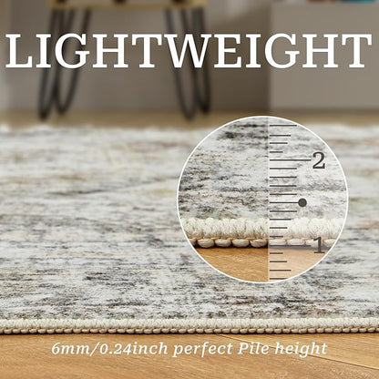 Kitchen Runner Rug Non Slip - 2.5 x 8 Runners for Hallways, Entryway, Bedroom, Washable Runner Rugs for Bathroom, Laundry Room, Low Pile Soft Vintage Area Rug(2.5'x8', Grey/Rust)