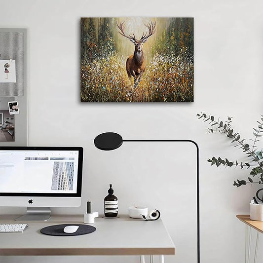 XLSJERST Deer Wall Art Poster 11x15 Inches - Rustic Picture Farm Artwork Canvas Picture Wall Decor Brown Wall Art for Living Room Guest Bathroom Decoration