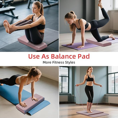 1/2 Inch Extra Thick Yoga Mat Pilates Equipment, 69"x24" Odorless Workout Mats for Home Gym, Non-slip Exercise Mats for Women Men Home Workout, Foldable Yoga Mats for Travel Camping Sleeping