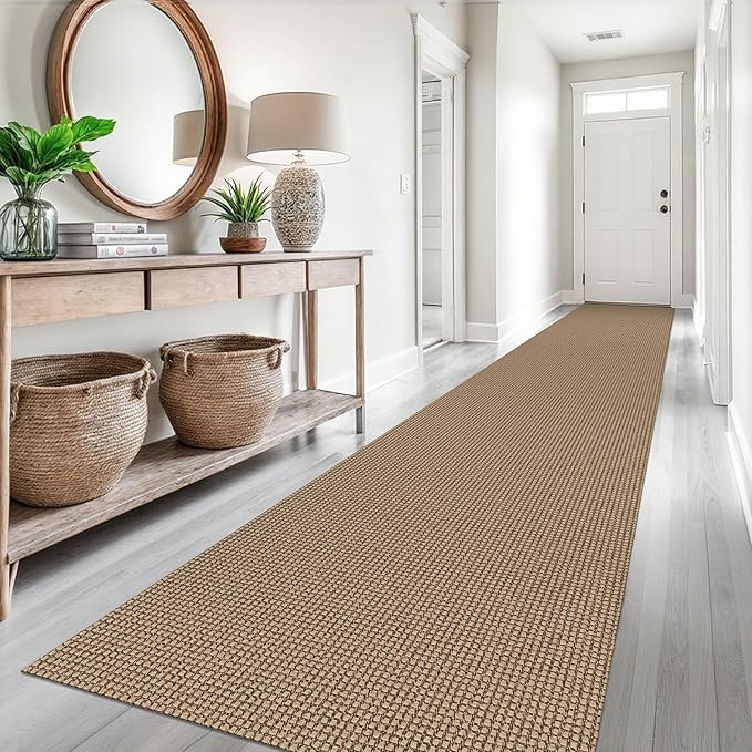 EARTHALL Runner Rug 3x16 Ft Washable Runners for Hallways Extra Long Woven Non Slip Entryway Runner Braided Kitchen Runner Indoor Outdoor Carpet Runners for Hotels, Hall, Stair, Orange/Tan/Brown
