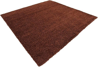 Unique Loom Solid Shag Collection Area Rug (8' Square, Chocolate Brown)