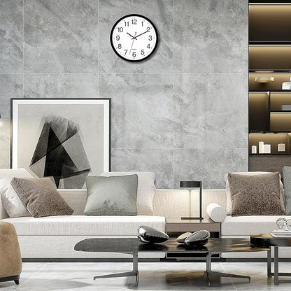 Foxtop Black Wall Clock Silent Non-Ticking 12 Inch Quartz Battery Operated Round Analog Wall Clock for Classroom School Office Living Room Bedroom Home