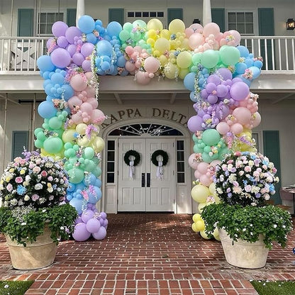 Pastel Balloons, 60 Pcs 12 Inches Macaron Pink Blue Purple Green Yellow Orange Color Balloon Gold Confetti for Birthday Baby Shower Wedding Rainbow Pastel Party Decorations