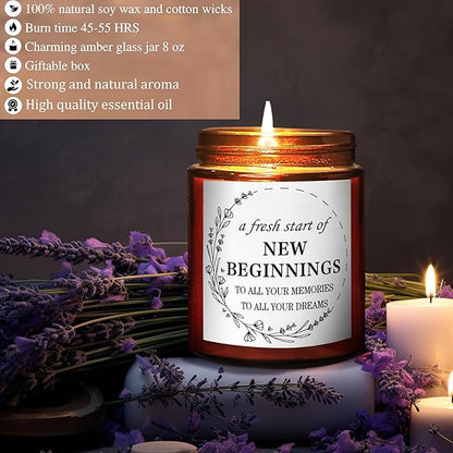 Gifts for New Beginnings - Housewarming New Home Gifts for Friends - House Warming Party Decor - Gift for Retirement, New Job, Coworker Leaving - Relaxing Candles for Women Stress Relief