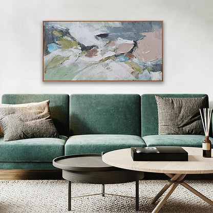 Abstract Wall Art Canvas Pink Green Abstract Wall Decor Paintings 20"x 40" Framed Colorful Modern Artwork for Living Room Bedroom Kitchen