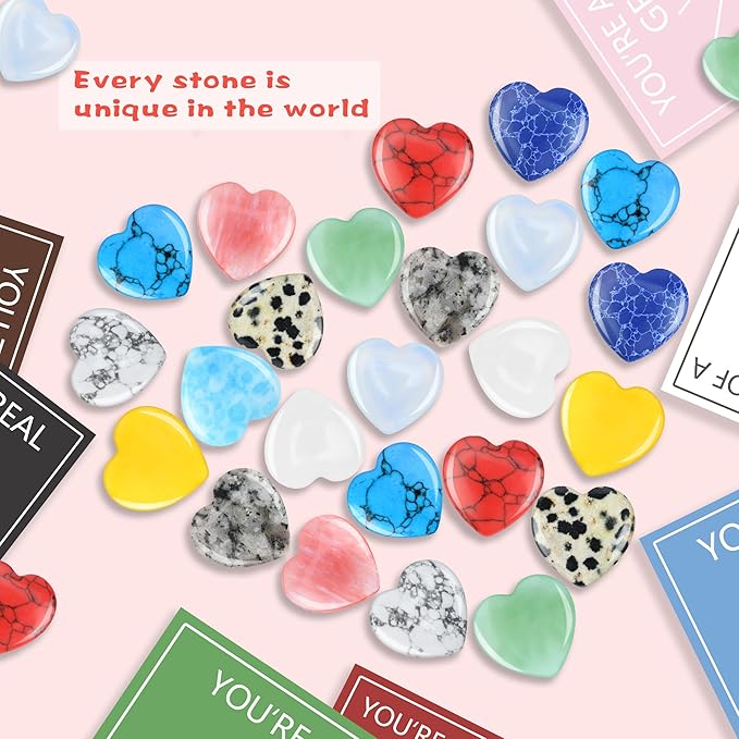 36 Pack Valentine’s Day Gifts for Kids, Valentine’s Day Cards with Heart-Shaped Crystal Gemstones for School Classroom Exchange, Valentine Party Favors&Goody Bag Fillers for Girls and Boys Ages 4–12