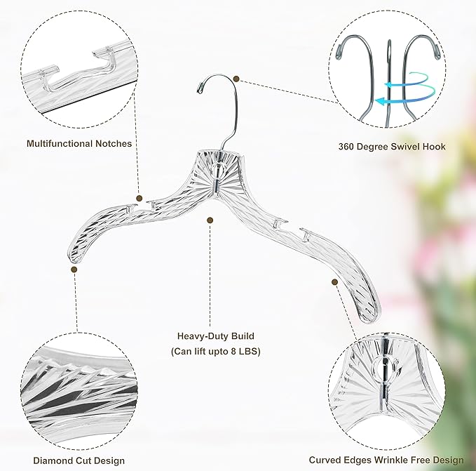 Clear Cut Plastic Hangers 100 Pack for Shirts Coats and Dresses