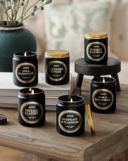 AOOVOO Scented Candles Gift Set - 6 Pack Men Candles for Home Scented, 42 oz Soy Candle for Men, 300 Hour Long Lasting Candle Set for Birthday, Father's Day, Valentine, Christmas, Anniversary