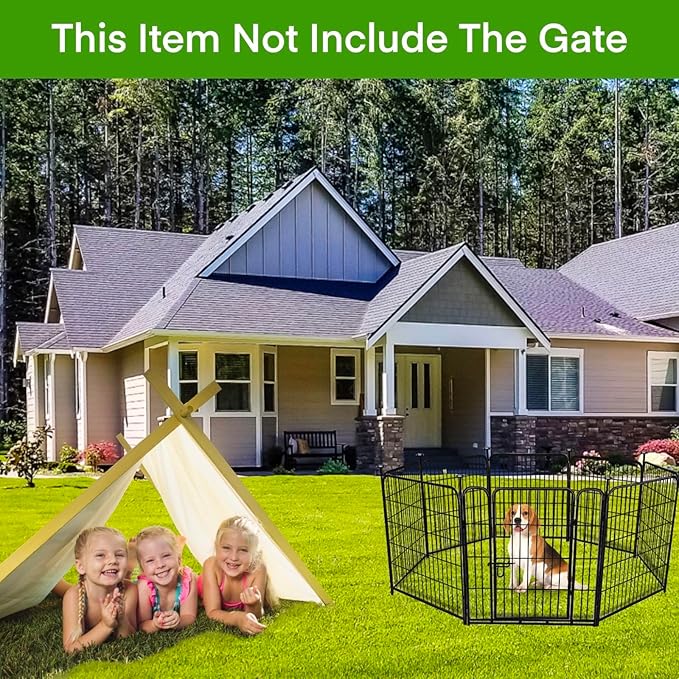 ADAVIN 48 in(H) Garden Fence without Gate, 8 Panels Total 17.7 Ft(L), Dog Fence Outdoor For Yard, Fencing for garden beds, Dog Digging Fences Barrier, Black Iron Metal Heavy Flowers Fences and Borders